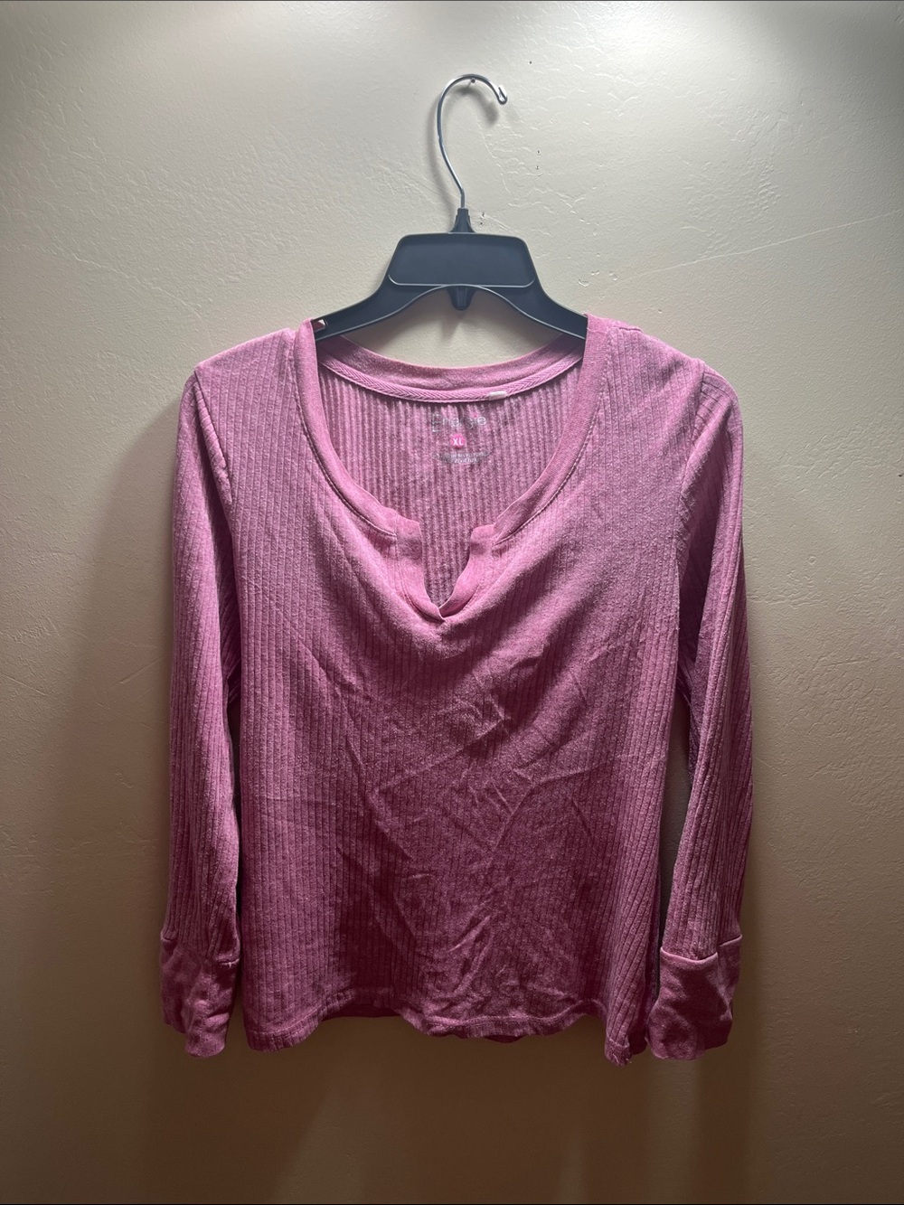 Energie Mauve-Pink Ribbed Long Sleeve Cowl Neck Top